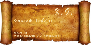 Koncsek Irén névjegykártya